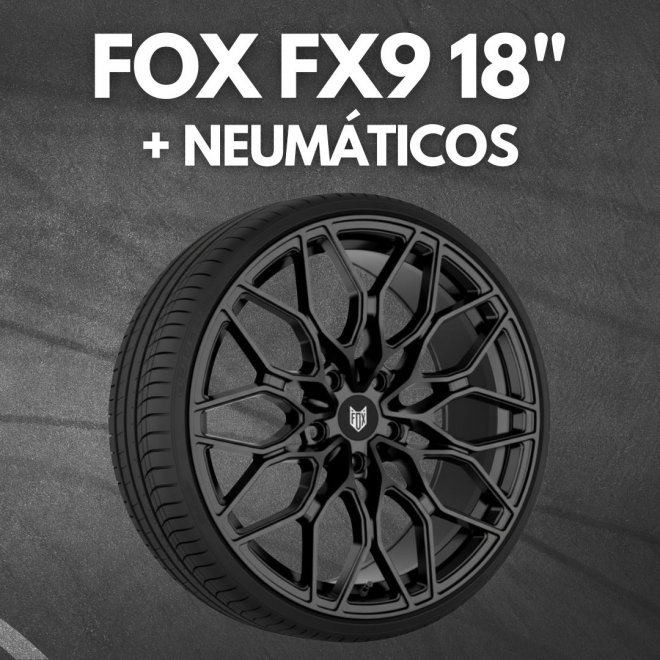 JUEGO DE LLANTAS FOX FX9 18" NEGRO BRILLO + NEUMÁTICOS JUEGO DE LLANTAS FOX FX9 18" NEGRO BRILLO + NEUMÁTICOS