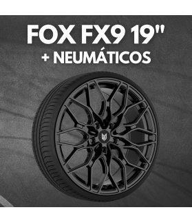 JUEGO DE LLANTAS FOX FX9 19" NEGRO BRILLO + NEUMÁTICOS