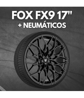 JUEGO DE LLANTAS FOX FX9 17" NEGRO BRILLO + NEUMÁTICOS