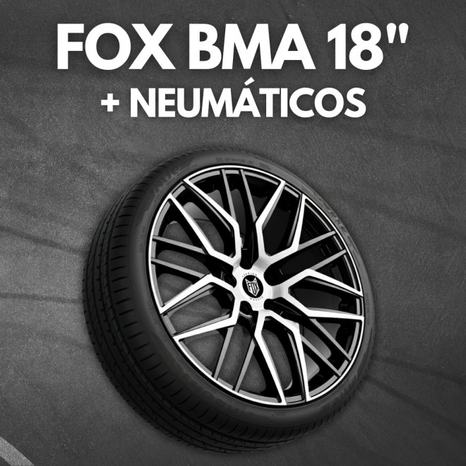 JUEGO DE LLANTAS FOX BMA BLACK POLISHED 18" + NEUMÁTICOS