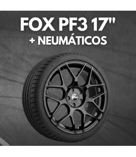 JUEGO DE LLANTAS FOX PF3 BLACK 17" + NEUMÁTICOS