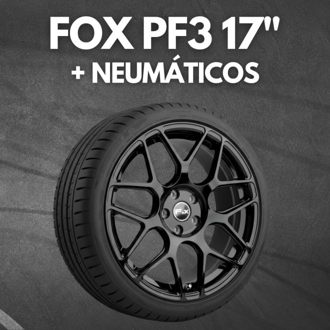 JUEGO DE LLANTAS FOX PF3 BLACK 17" + NEUMÁTICOS