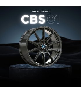 JUEGO DE LLANTAS CBS 01 NEGRO BRILLO + NEUMÁTICOS EN 18"