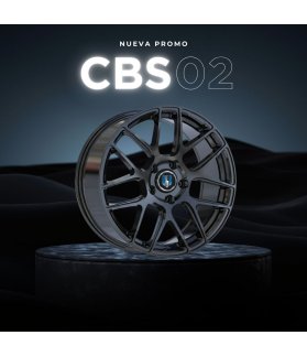 JUEGO DE LLANTAS CBS 02 NEGRA BRILLO + NEUMÁTICOS EN 18"