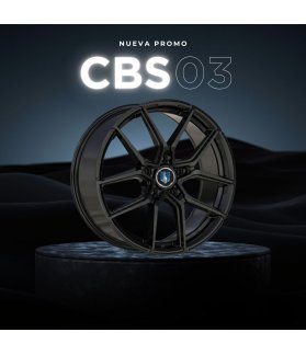 JUEGO DE LLANTAS CBS 03 NEGRO BRILLO + NEUMÁTICOS EN 18"