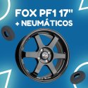 JUEGO DE LLANTAS FOX PF1 BLACK 17" + NEUMÁTICOS